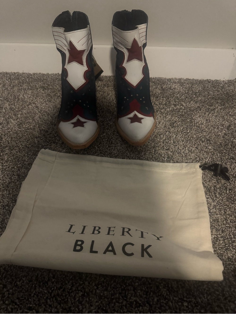 LIBERTY Black Red, White & Blue Star Western Ankle Booties